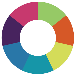 Wheel of colors - pink, green, orange, yellow, turquoise, blue and purple